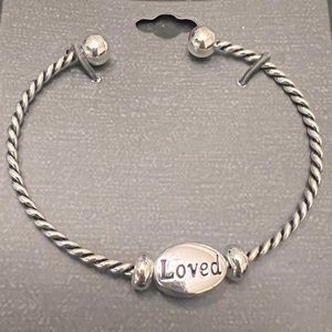Mardel Silver Twisted Cuff Bracelet Loved Charm